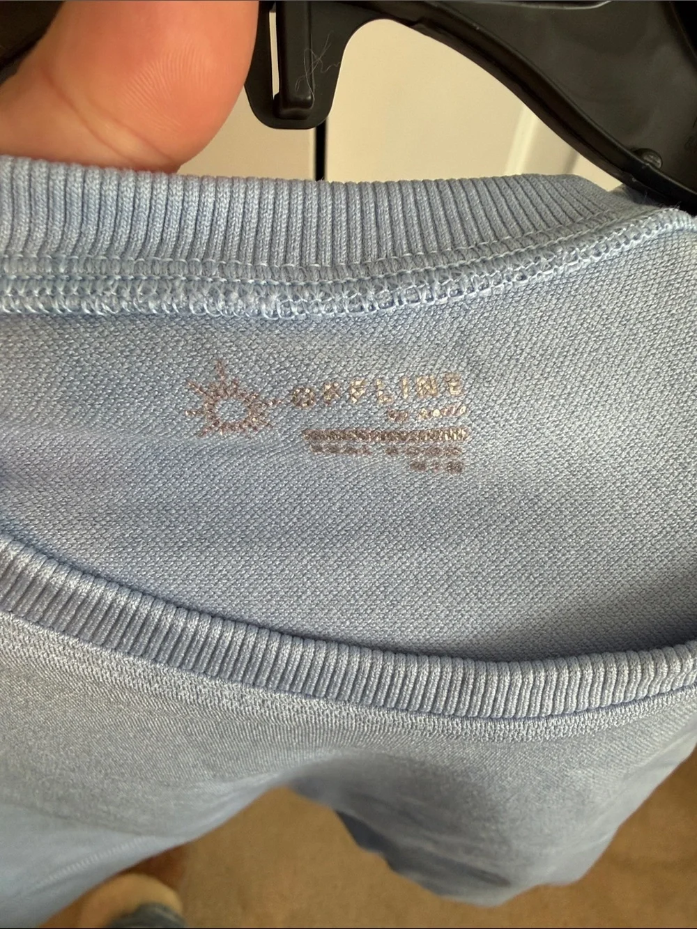 aerie Light Blue Short Sleeve Crop Top - Picture 4 of 4